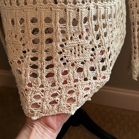 Crochet Open Stitch Knit Sweater - Picture 2 of 9